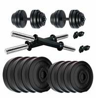 Koxtons Premium Weight Adjustable 14 Kg PVC Dumbell Set, Best Home Gym & Fitness Kit, 10 KG, Black Colour
