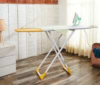 Amazon Brand - Solimo Wooden Ironing Board/Table with Iron Holder, Foldable & Adjustable
