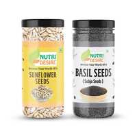Nutri Desire Raw Sunflower Seeds 150g + Basil Seeds 150g Combo - Seeds Combo for Eating | Diet Snacks | Sabja Seeds for Weight Loss