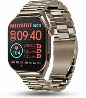 New Launch | Pebble Vogue 1.96" Amoled, Luxury Metal, BT Calling, Rotating Crown Smartwatch (Gold Strap, Free Size)