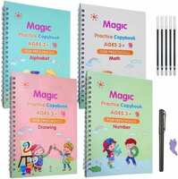 Magic Practice Copybook, Number Tracing Book For Preschoolers With Pen, Magic Calligraphy Copybook Set Practical Reusable Writing Tool Simple Hand Lettering (4 BOOKS WITH 5 REFILLSS) Pop-Up – 1 January 2000  (Spiral, O