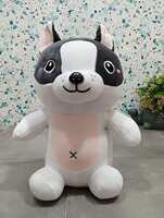 Black and White Dog Super Soft Toy for Kids Stuffed Animal pet Toy 30 cm Single Piece (Multicolor)
