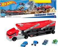 Hot Wheels Mega Hauler Truck Includes 4 Die-cast Cars&Hot Wheels Tornado Trackset (187116)