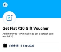Add Rs 30 or more to wallet and Get Flat  Rs 30 Gift voucher .