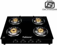 Fabiano 4 Burner Smart Glass Manual Ignition ISI Certified, LPG To PNG Convertible Glass Manual Gas Stove  (4 Burners)