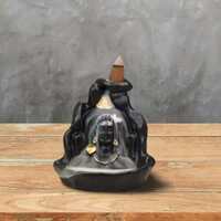 Prerna Adiyogi Dhyana Mudra Smoke Fountain Figurine with 20 Back Flow Cone, Matte Black
