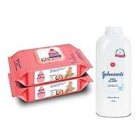 Johnson's Baby Skincare Wipes with Lid, 144's +Johnson's Baby Powder 400g