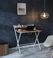 Indiana Metal Foldable Study Table in Bavarian Beech Finish,