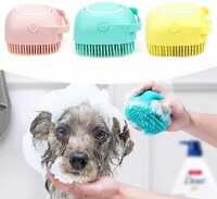 Faisna Soft Silicone Bristles Brush with auto liquid soap container for Pet Dogs Cat Rabbit Horse ( 1pc) Basic Comb for  Dog, Cat, Rabbit