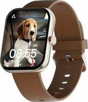 Ambrane Wise Eon Max with 2.01'' Lucid display, BT Calling Smartwatch (Brown Strap)