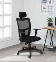 Rei Breathable Mesh Ergonomic Chair in Black Colour with Headrest
