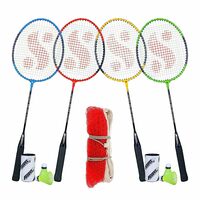 Silver's SB-100 Combo-9 (4 B/Rackets + 4 Pcs Plastic Shuttle + 1pc. Badminton Net Nylon)