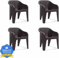 Nilkamal Easy go chair Set Of 4 Plastic Outdoor Chair  (Dark Brown, Pre-assembled)