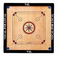 V4L Suprime Quality Round Pocket Carrom Board with Coins, Striker, and Powder for Kids and Children Adults (20 Inch, Small, Multicolour)