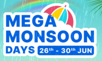 Mega Monsoon Days Upto 70% off + 10% off  on ICICI Card & Cardless EMI Indusind EMI