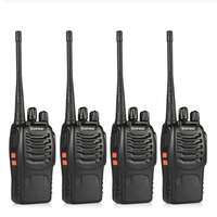 RFV1 Walkie Talkies for Adults with Earpiece Long Range Two Way Radio Set Long Range UHF 400-470Mhz 16 Channels - Pack of 4 (Black)