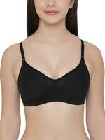 [ Apply 5% Coupon ] Clovia Women's Cotton Rich Solid Non-Padded Full Cup Wire Free T-Shirt Bra - Black