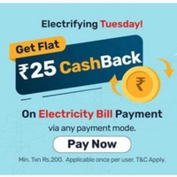 Bajaj Finserv: Get Flat Rs.25 Cashback on Rs.200 Electricity Bill Payment  (Till 8pm)(Any Payment Method)