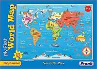 Frank My First World Map Puzzle 24 Pieces Early Learner Large Jigsaw Puzzle for Kids for Age 4 Years Old and Above - Fun Kids Puzzle - Educational Toys and Games