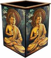 Poster N Frames 1 Compartments wooden Colorful Wooden Pen Stand with photo of Birds # Return Gift # Office Stationery Pen Holder # Paper wieght # Desk organiser