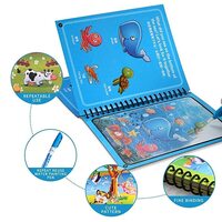 GLUN® Water Magic Book, Magic Doodle Pen, Coloring Doodle Drawing Board Games for Kids, Educational Book for Growing Kids Pack of 1 Book 