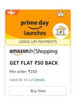 Prime Users Deal - Get Flat ₹ 50 back minimum order of ₹ 250 (using Amazon Pay UPI)
