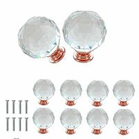 Crystal Glass Cabinet Golden Knobs (Rose Gold) 40mm - Pack of 8, Polished Finish