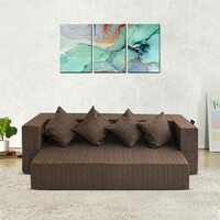  4 Seater Sofa Cum Bed 78x44x10 Inches Polycotton Fabric Washable Cover with 4 Cushions