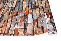 Jaamso Royals Removable Wallpaper Peel and Stick Self Adhesive Shelf Liner Red Gray Brick Contact Paper Decorative (200 cm * 45 cm )