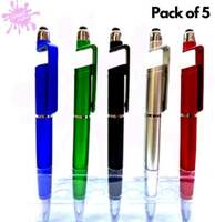 SmartCrafting Multipurpose Stylish Ball Pen With Screen Touch Feature(3 in1)Pack of 5, Blue)

