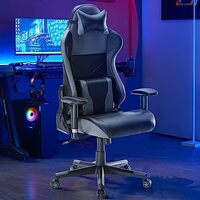  [Apply  35%  Coupon] Sunon Gaming Chair Ergonomic Video Game Chair High Back Office Computer Chair Racing Style with Headrest and Lumbar Support (Black & Grey, Leather)