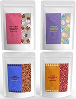 Edit Over WHAT'S DIS? Cake Decoration Combo | 75 grams each | White and Dark Choco Chips | Rainbow and Chocolate Vermicelli Sprinkles (Pack of 4)