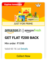 Amazon Fresh Prime Day Offers Rs.200 off on Rs.1599 | Rs.100 off on Rs.999