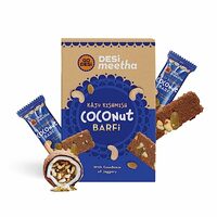 [ Subscribe & Save ] Later Cancel the subscription GO DESi - DESi Meetha Kaju Kishmish Coconut Barfi | 500 Grams | 40 Individually Wrapped Pieces | Dry Fruits Sweet | Cashew Nuts Raisin bar | Sweets Indian Mithai