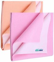 Newnik Cozymat Quick Oeko Tex Approved Dry Sheet/Bed Protector for New Born, Toilet Training Toddler, Old Age & New Moms (Medium (70cm x 100cm), Peach + Pink)