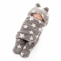 BRANDONN New Born Baby Single Blanket Swaddle Wrapper Blanket for Babies Cum Baby Sleeping Bag(Grey, Pack of 1, Flannel, skin friendly)