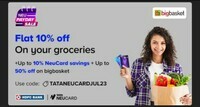 Tataneu x Bigbasket - Get 10% off + Upto 10% neucoins using HDFC Tataneu Cards + 250 neucoins 