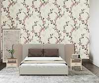 JAAMSO ROYALS Green twing with Flower DesignVinyl Self Adhesive Wall décor Home Décor Wallpaper (100 CM X 45 CM)