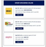 Up to 15%* off on groceries Every Day with American Express