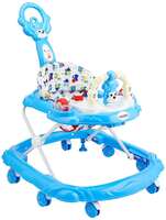 5% off coupon Amazon Brand - Solimo Baby Walker with Push Handle, Blue (Fabric Print May Vary)