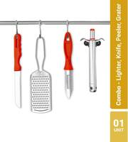 Flipkart Smartbuy Stainless steel  kitchen tool set  supermart   Gas lighter   grater  peeler  knife