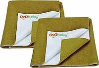 Apply ₹25 OYO BABY- Baby Bed Protector | Waterproof Mattress Protector Large Combo for Elderly Patients - Instadry Anti-Piling Fleece Extra Absorbent Quick Dry Sheet for baby, Pack of 2 (Large-140 cm x 100 cm), Gold
