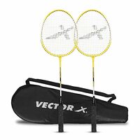 Vector X VXB-150 Badminton Racquet (2 PC Racquet + Full Cover, Yellow)