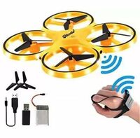 BLESSBE BB80, Drone for Kids with Hand Free Operated Child Mini Drone with Innovative Watch Hand Control Quadcopter Remote Control 360° Flip Action LED Light Toy Yellow