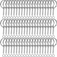 Teenitor Metal Split Keychain Ring Parts - 60 Key Chains 25mm with 26mm chains and 60pcs Open Jump Ring for Craft Key Ring