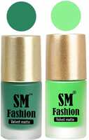 SM FASHION Nail Polishes, Green-Lime Velvet Matte Nail Paint Combo Set of 2 Pcs 7ml each