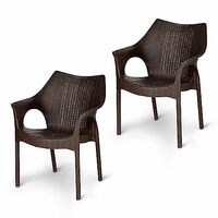SGA SHERAVALI Plastic Chairs for Home, Outdoor & Garden (Brown) Set of 2