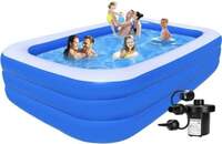 HK ENTERPRISES OFFICIAL 10 Ft Inflatable Family Swimming Pool With 3 Nozzles Electric Pump Inflatable Swimming Pool 