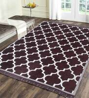 Brown Abstract Chenille 4 ft x 6 ft Machine Made Carpet,