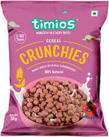 Timios Crunchies Breakfast Cereals Pouch | with Real Strawberries | Pack of 8